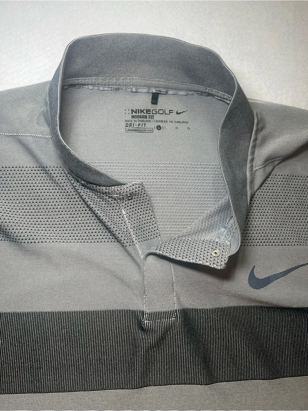 Nike Men’s Golf Momentum Fly Swing  Knit Alpha Stripe Polo Shirt, Gray, Large